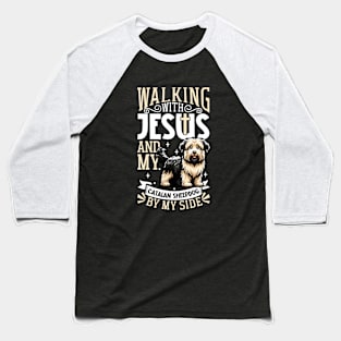 Jesus and dog - Gos d’Atura Català Baseball T-Shirt